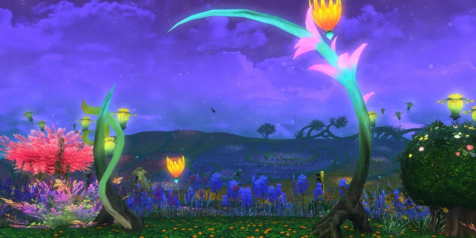 FFXIV Dohn Mheg the purple sky glooms over the fields
