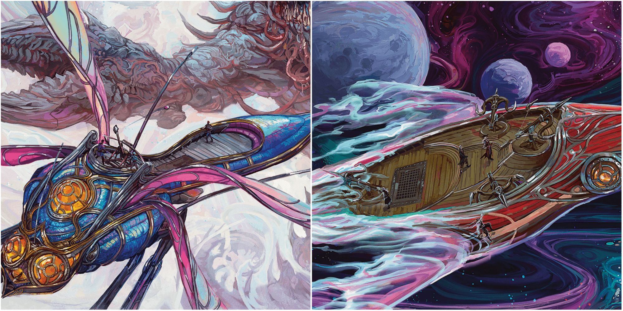 Split images of the Damselfly Ship and Lamprey Ship.