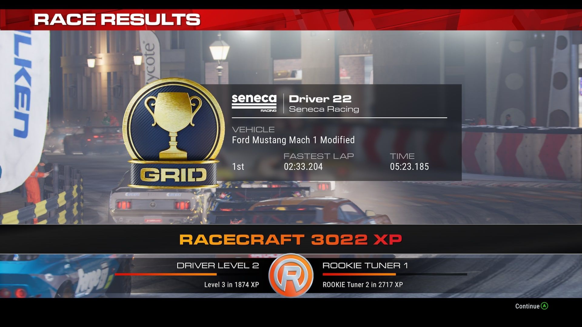 GRID Legends racecraft point screen post race xp 