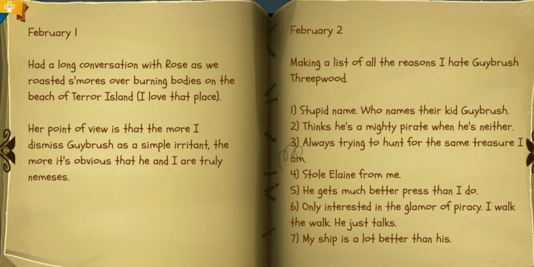 LeChuck's Journal from Return to Monkey Island