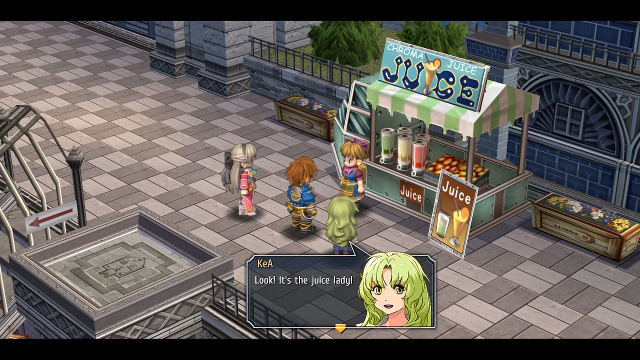 KeA notices the 'juice lady' in Crossbell in Trails from Zero