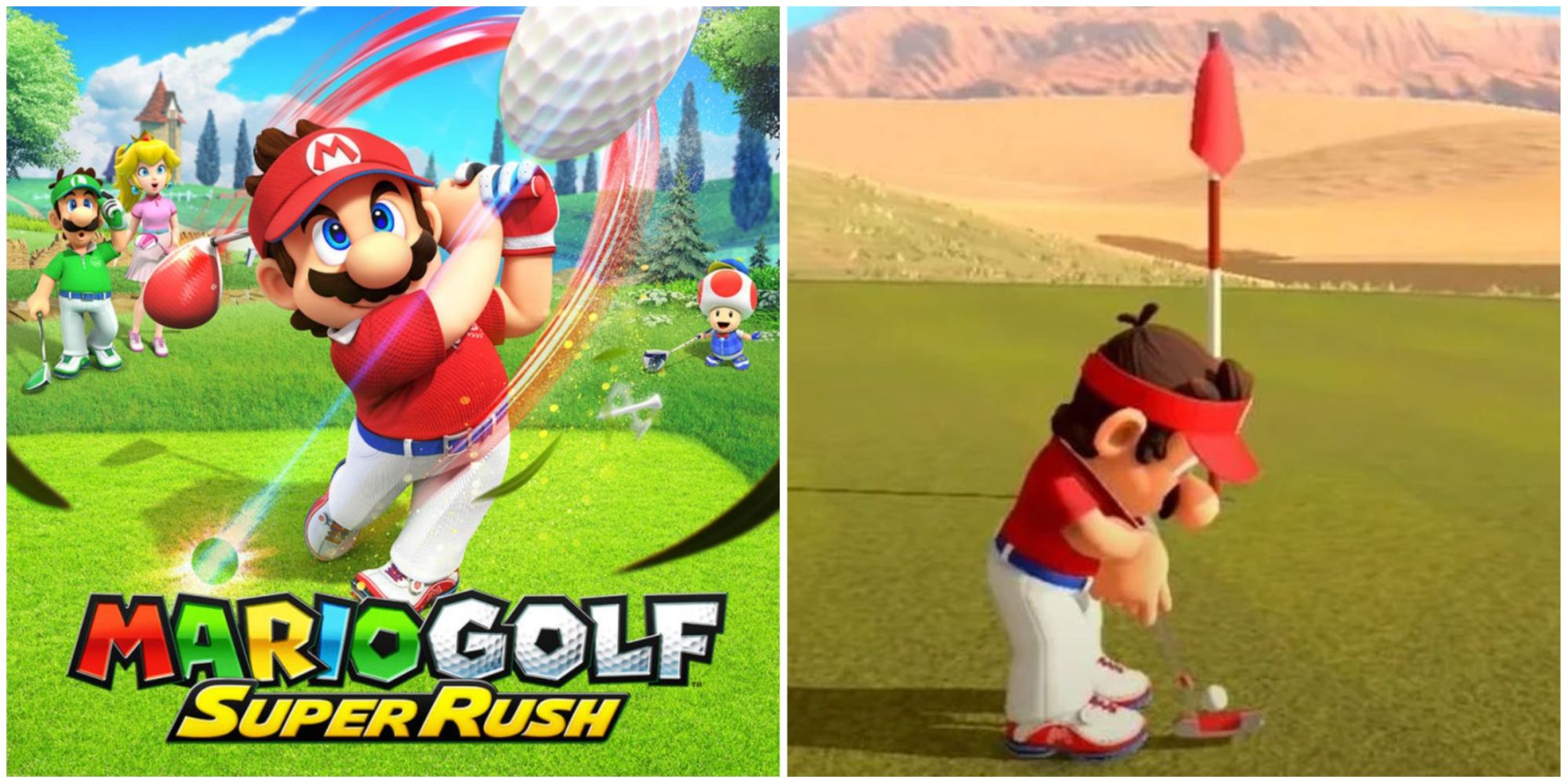 Mario Golf Split image of title and gameplay