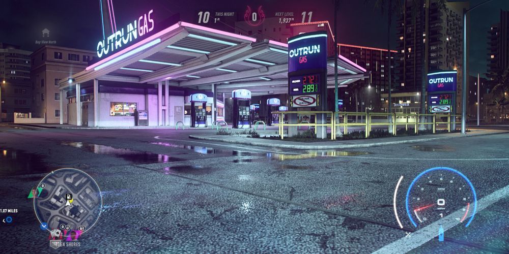 NFS Heat Gas Station at night