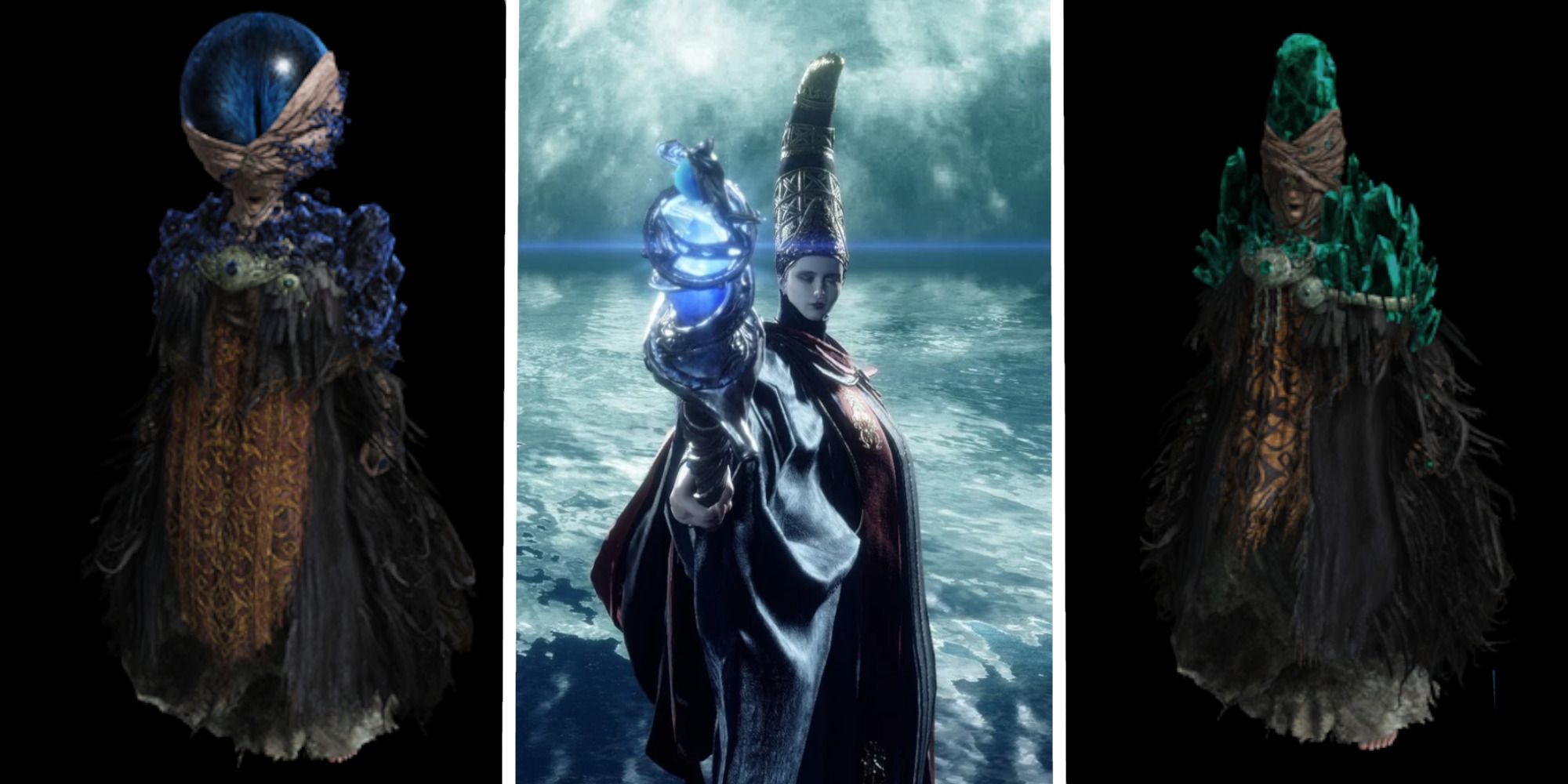 Rennala, Lusat, and Azur from Elden Ring