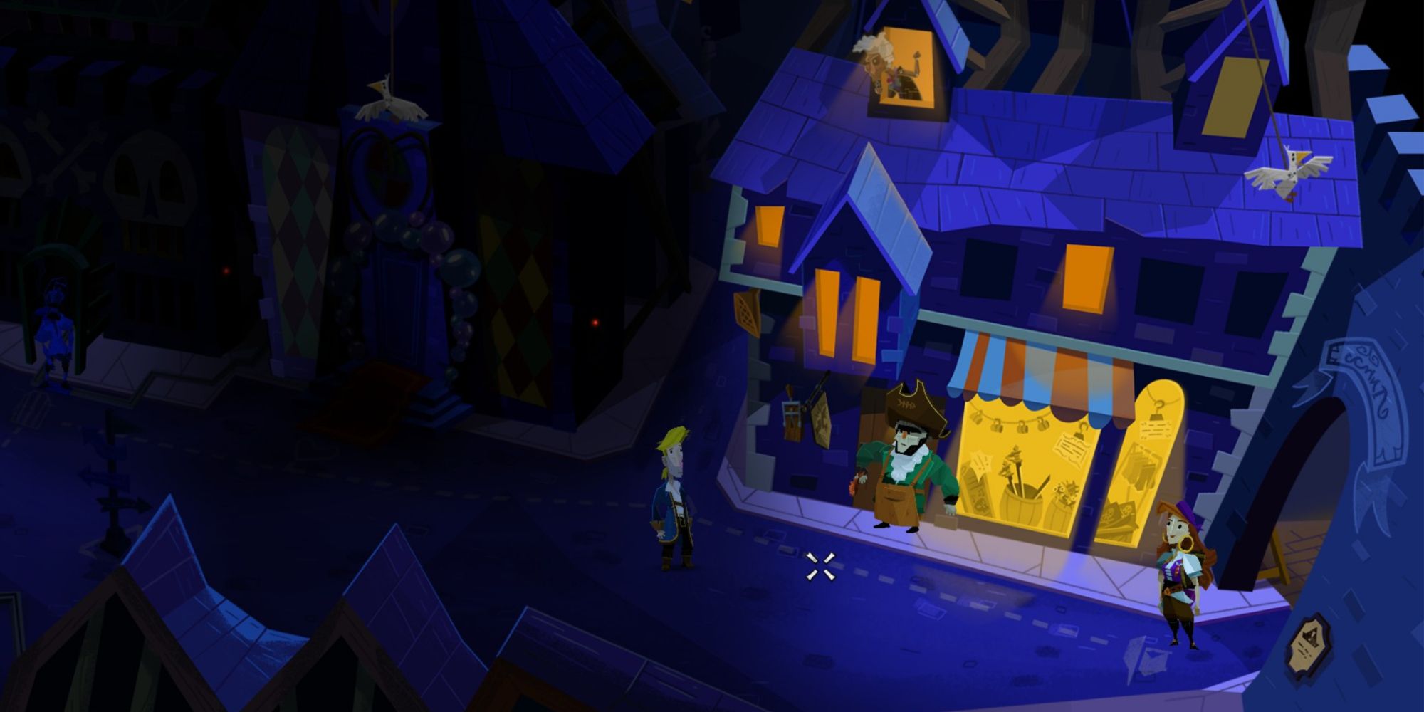 Return to Monkey Island Fake Melee Island High Street in darkness