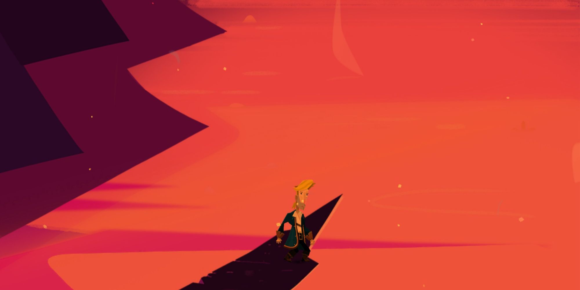 Return to Monkey Island Guybrush jumping off a cliff