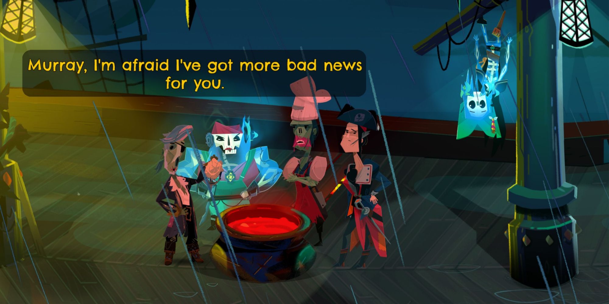 Return to Monkey Island Tossing murray into the cauldron