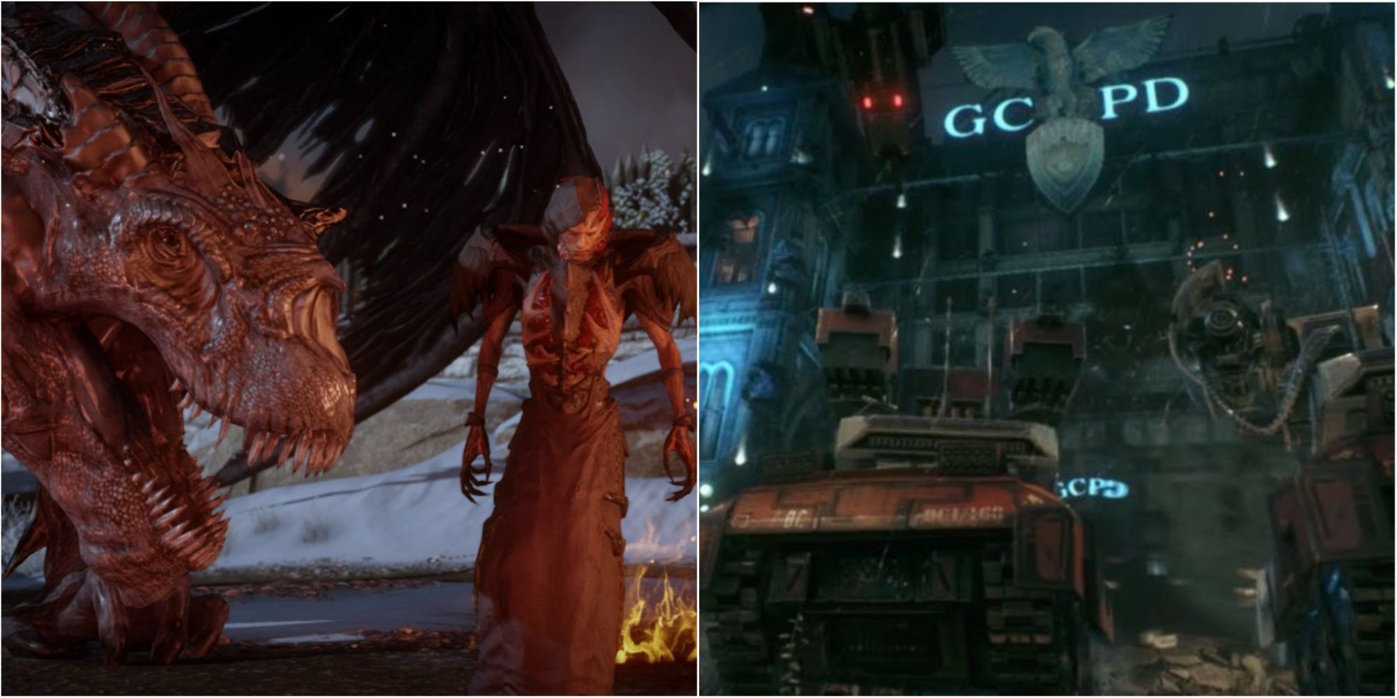 Safehouses Attacked Featured Split Image Dragon Age and Arkham knight