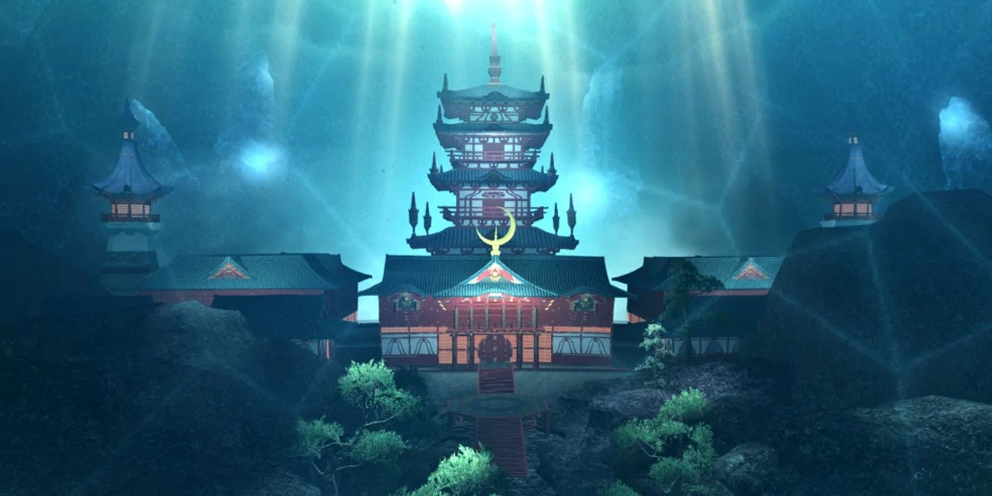 FFXIV Shisui Violet Tides the last sunlight glows over the underwater castle
