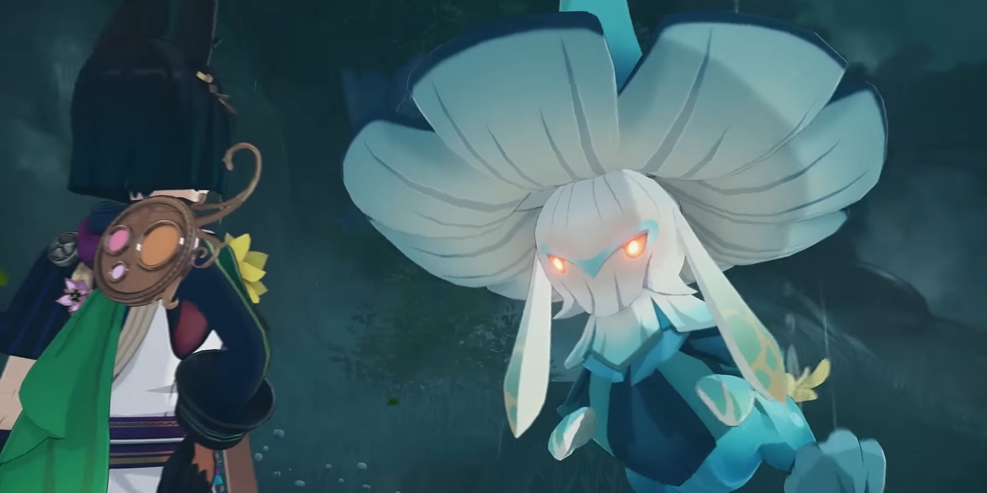 Tighnari facing a fungus enemy in Genshin Impact