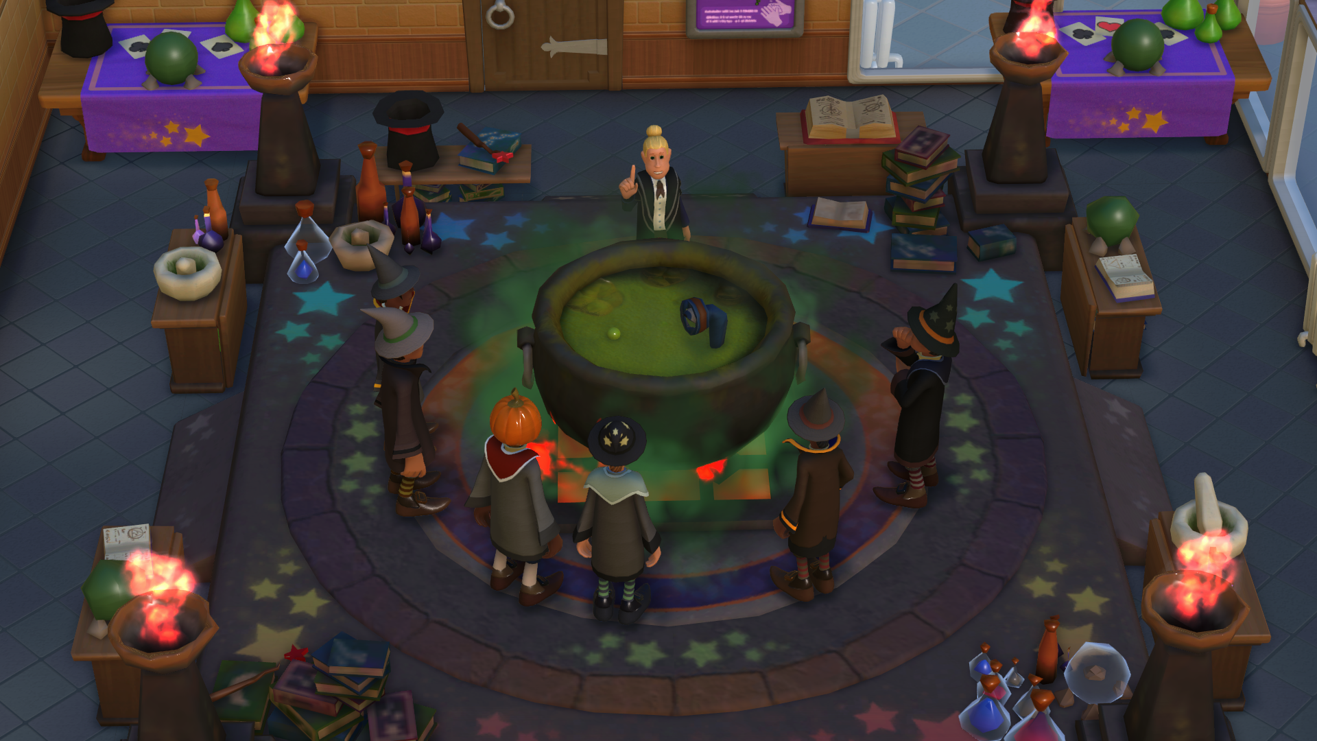Two Point Campus Wizarding Teacher With Class in Potions Room