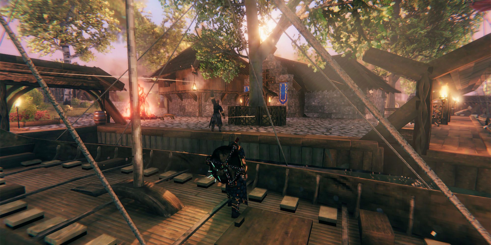 Valheim main character arriving at stronghold