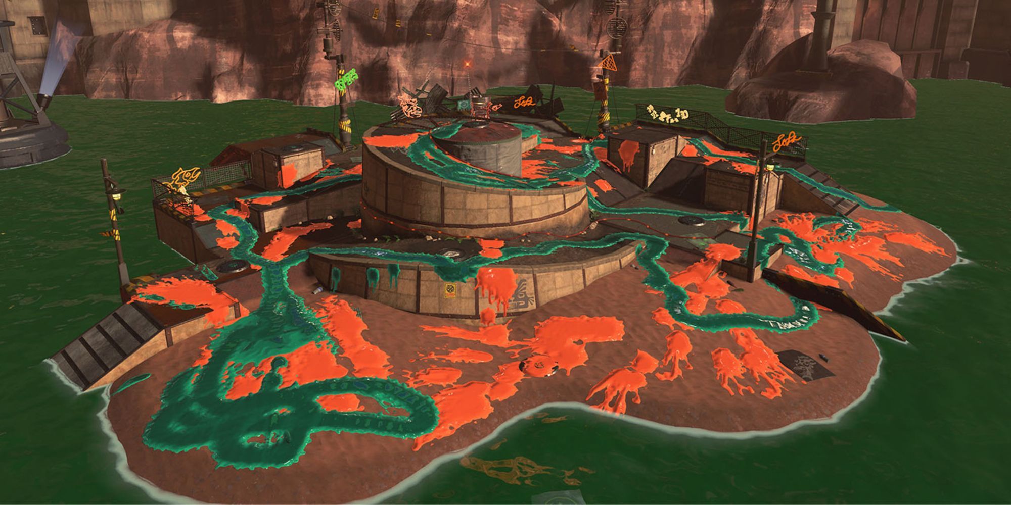 Sockeye Station covered in green and orange ink at medium tide