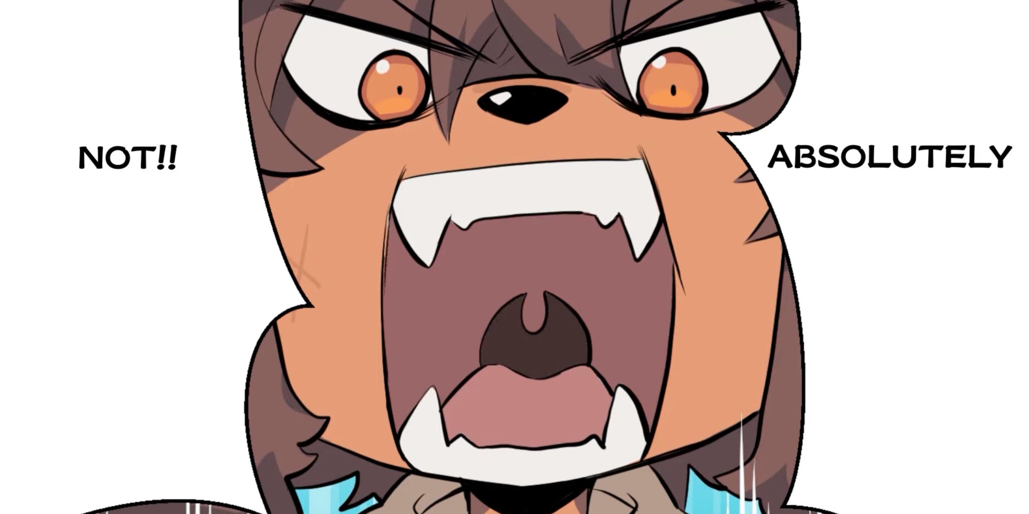 A screenshot from Fuga: Comedies Of Steel, showing Jin yelling "Absolutely not!!"