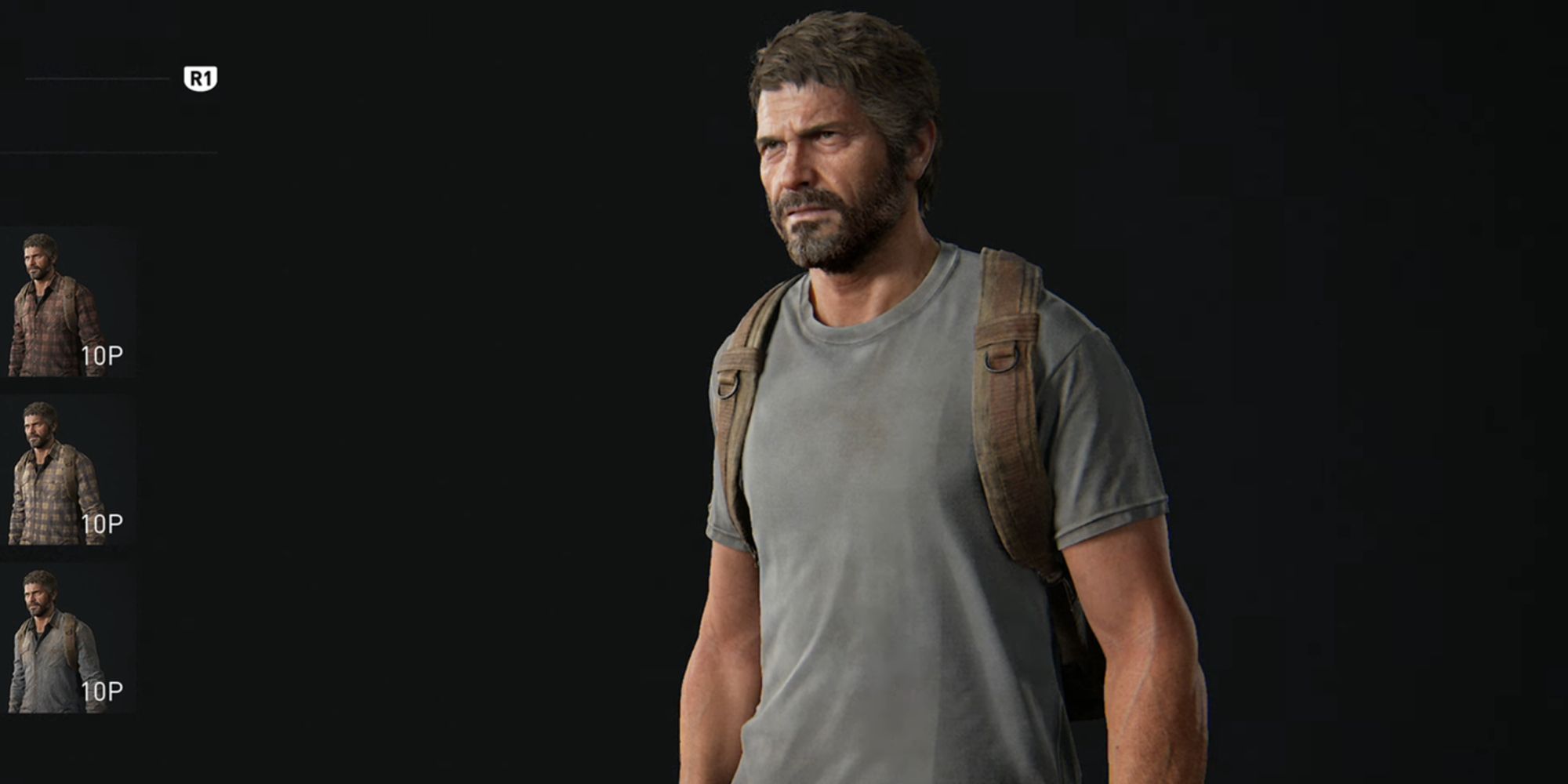 The Last of us remake Joel wearing grey shirt.