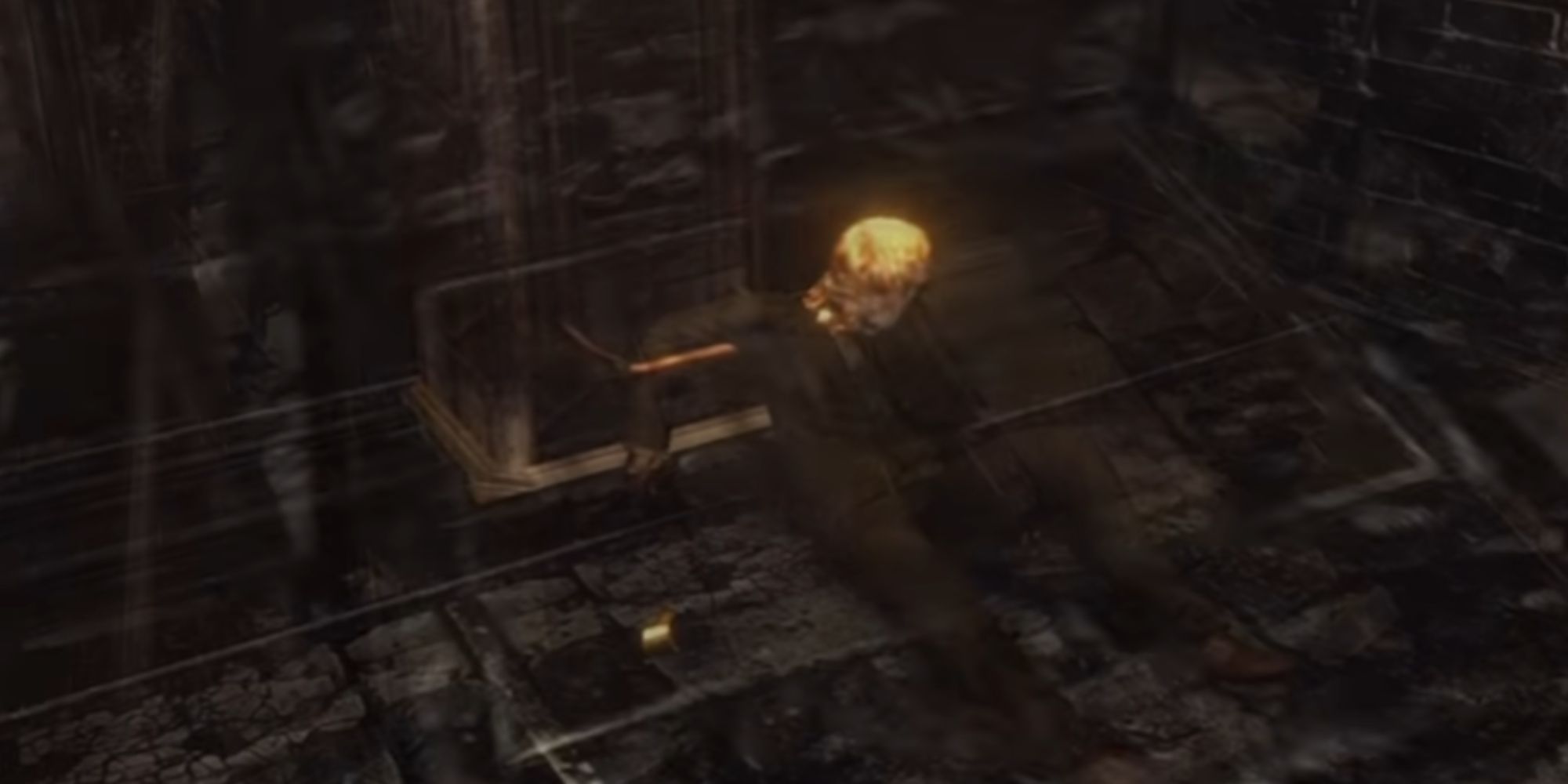 Resident Evil 6 man pushing down the lever in a puzzle.