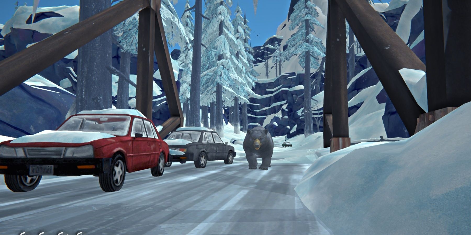 The Long Dark Mountain Town Spruce Falls Bridge Bear Cars