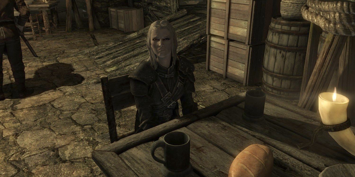 Skyrim screenshot of Vex in the Ragged Flagon.