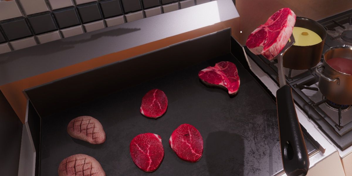  Cooking steak on the grill