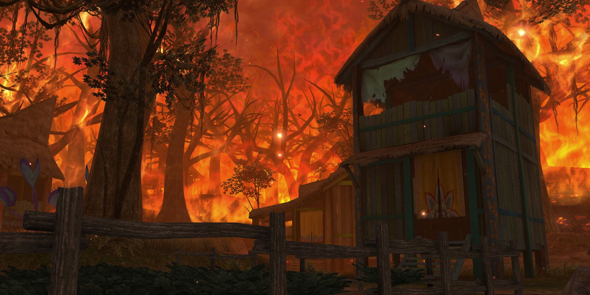vanaspati forest burning during the start of the final days in thavnair