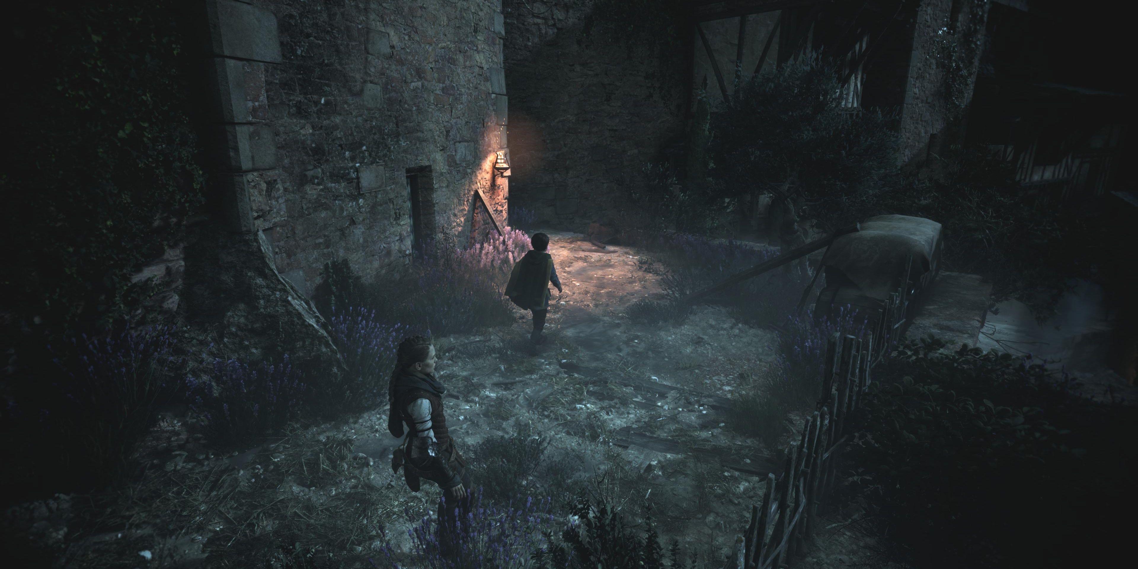 amicia and lucas walking through the city
