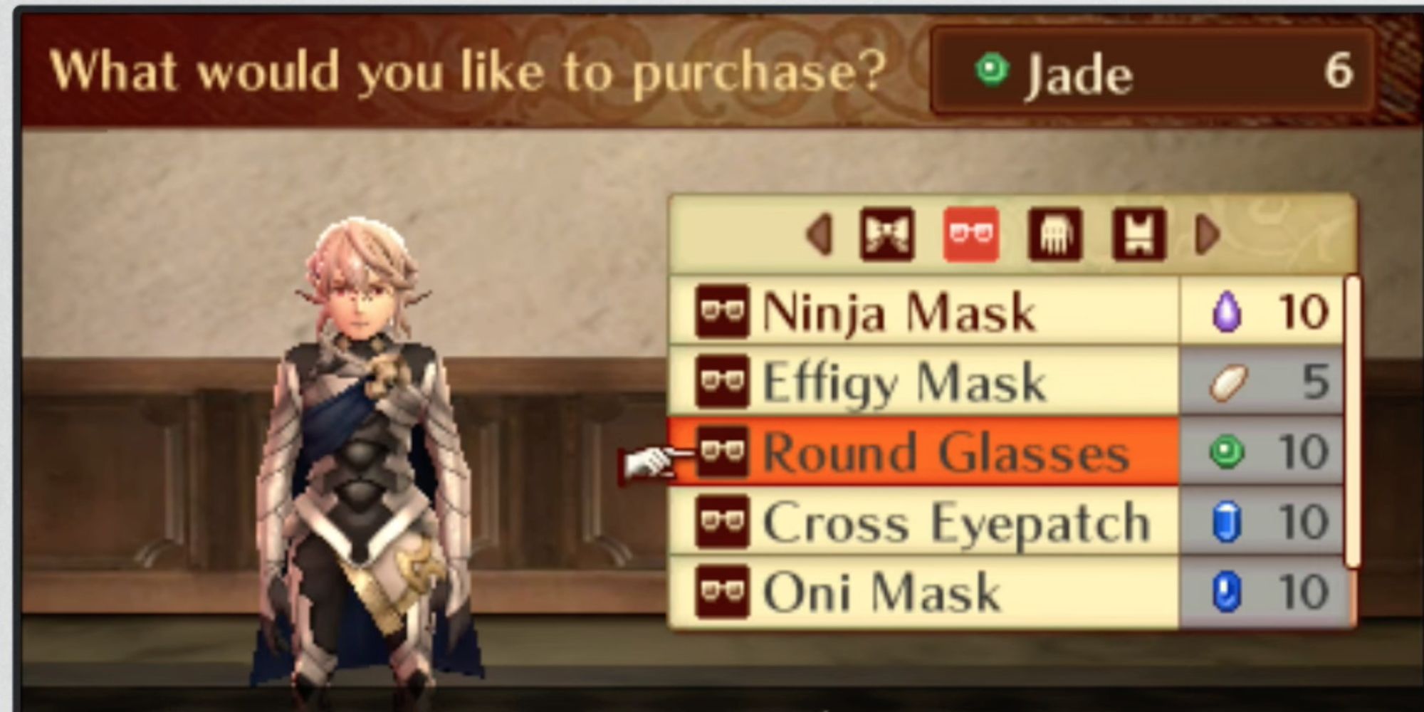 Accessory Shop from Fire Emblem Fates featuring Corrin