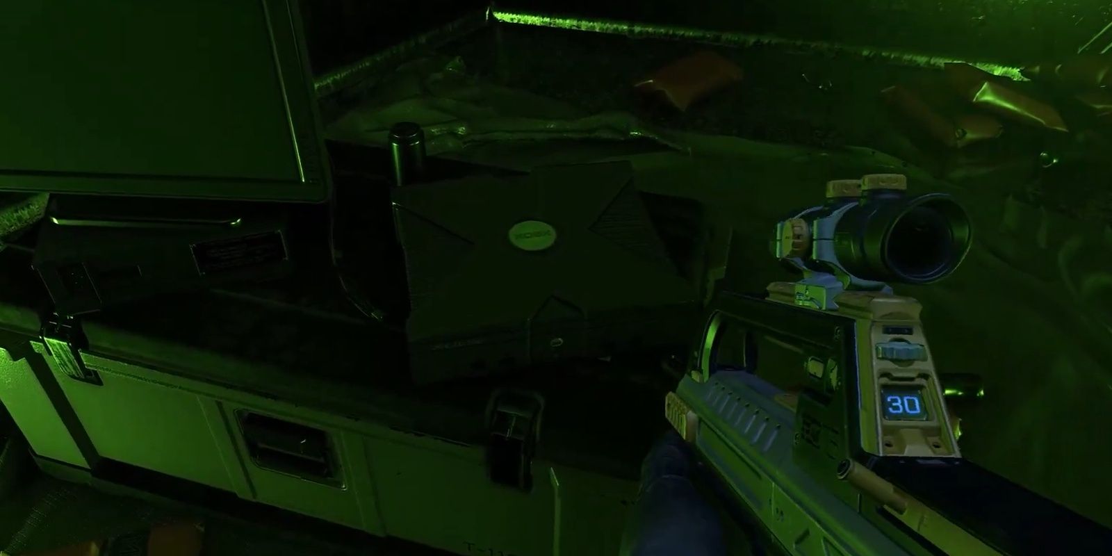 An original Xbox connected to a TV from Halo Infinite.