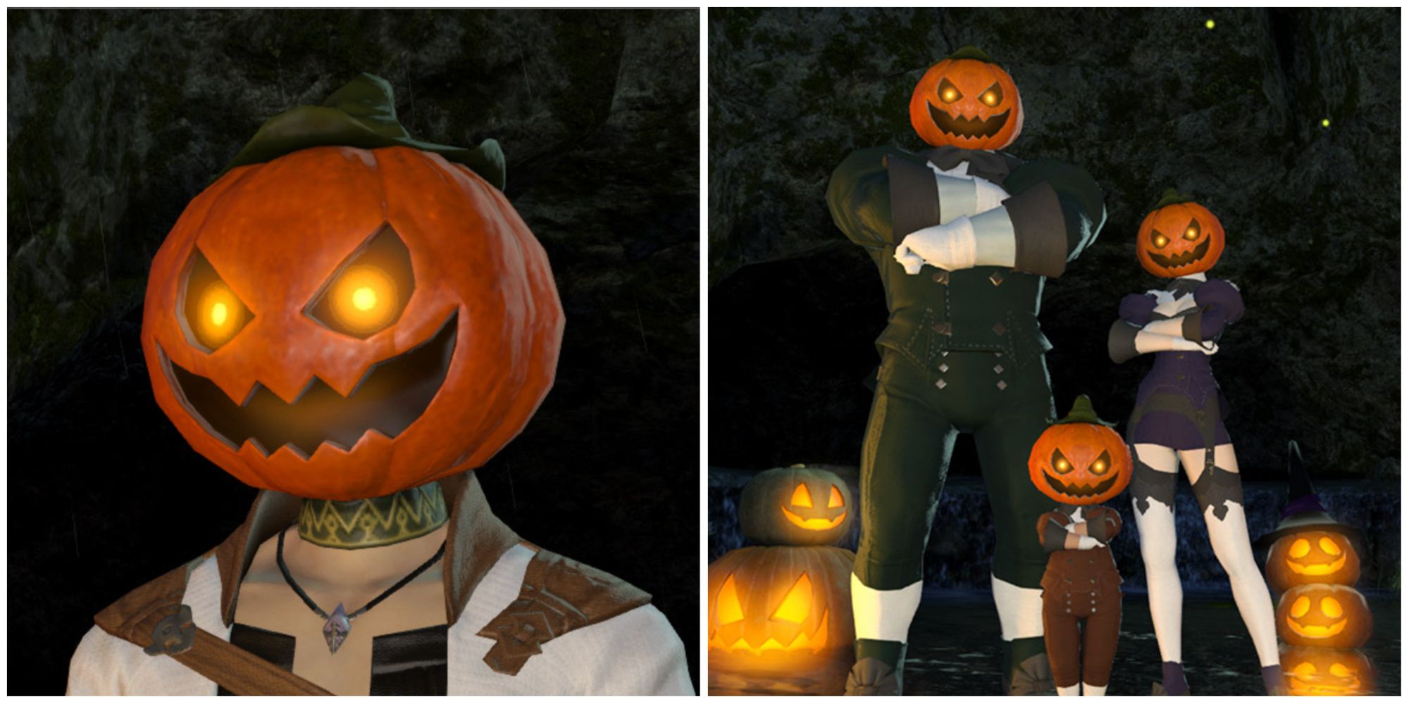 Pumpkin Head FFXIV posing under the dark of night