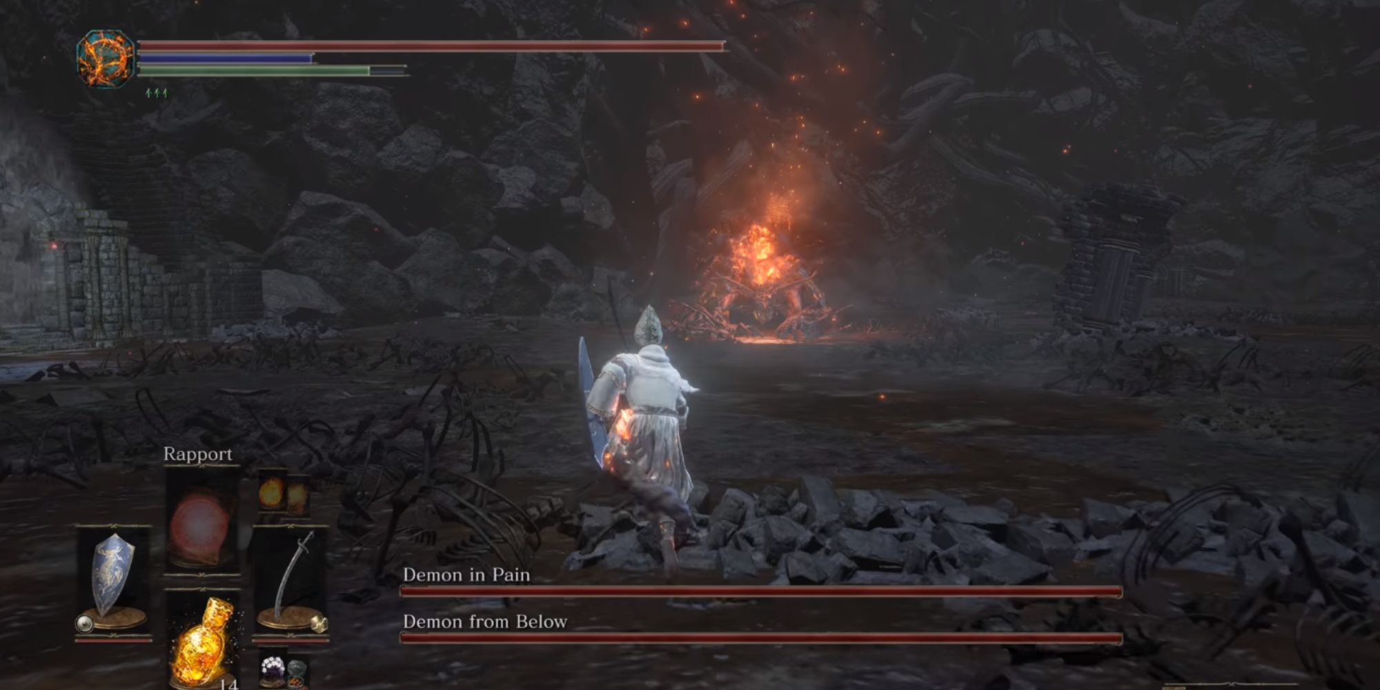 The player approaching the boss.