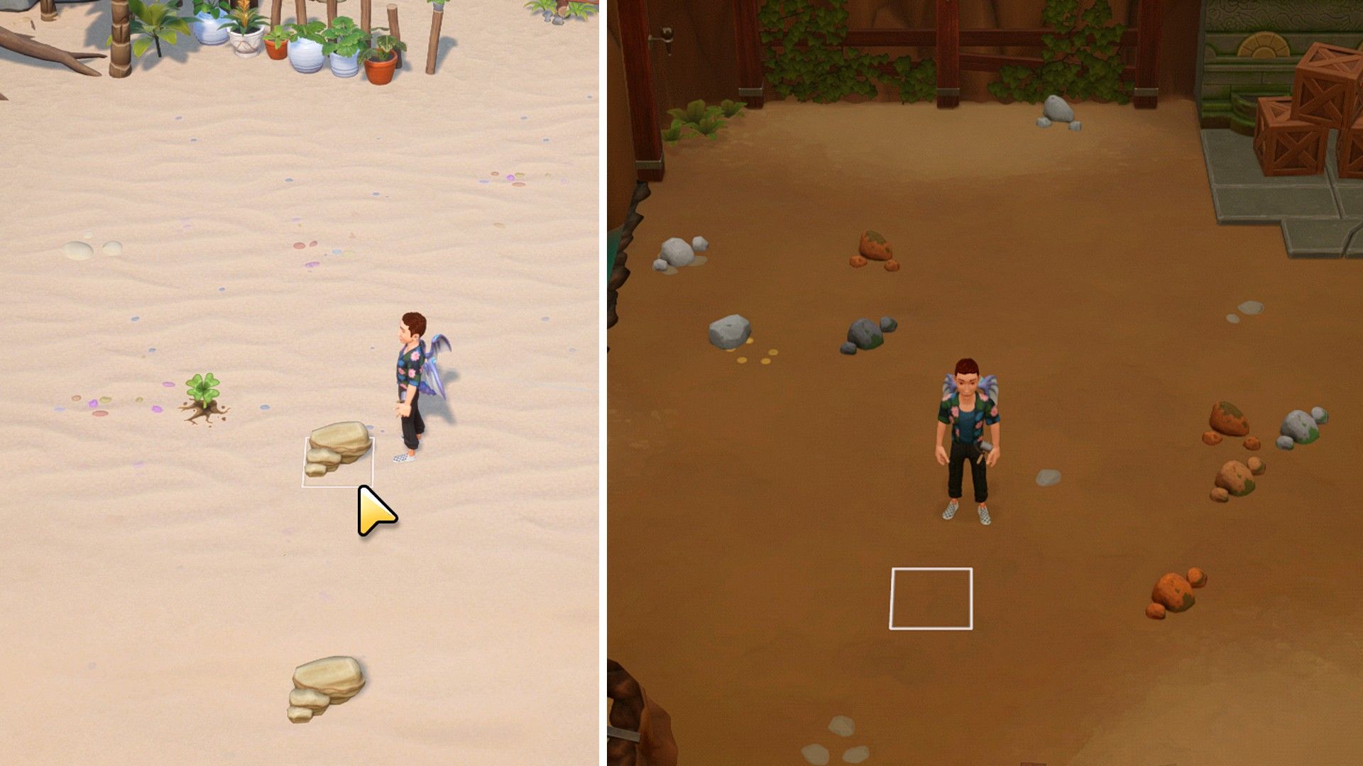 Mine for stone at the cavern or check the beach for specific sand-coloured boulders to get stone in Coral Island