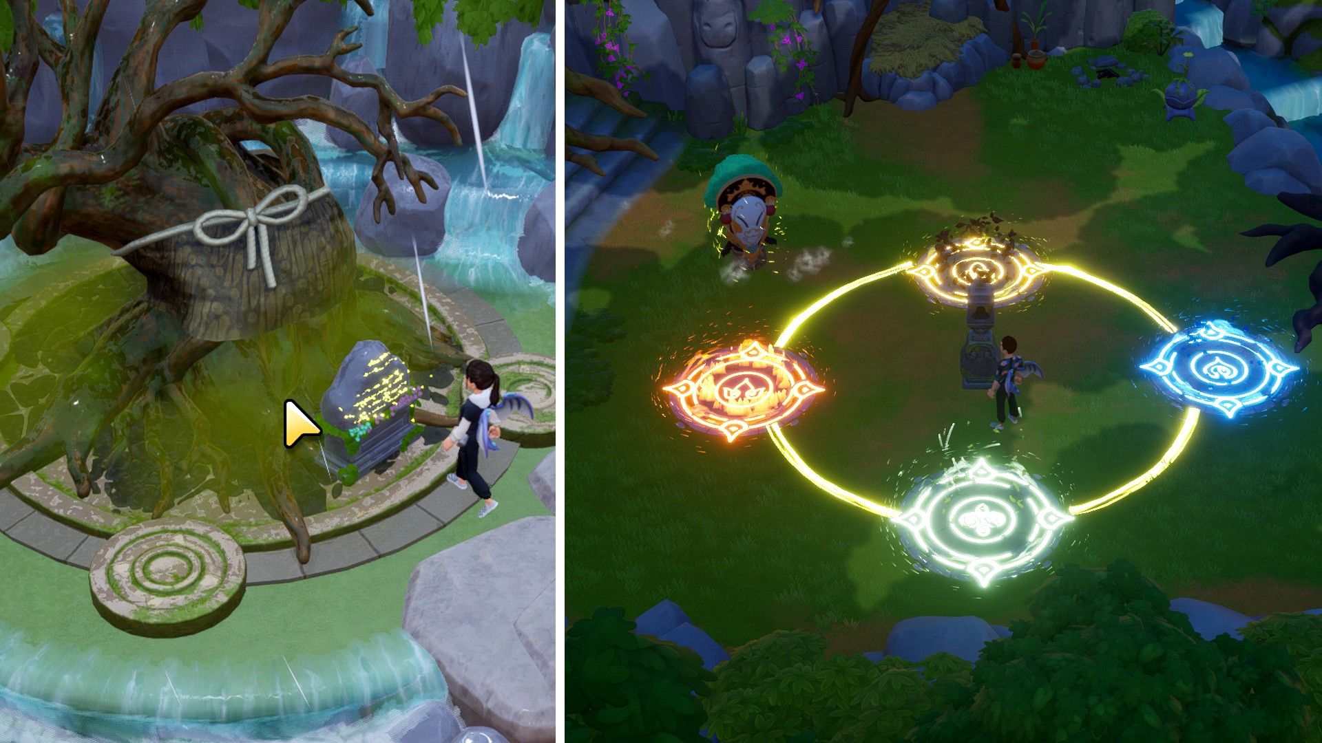 The farmer meets the Cheiftain at a sacred tree and unlocks the Third Eye in a special ritual in coral Island