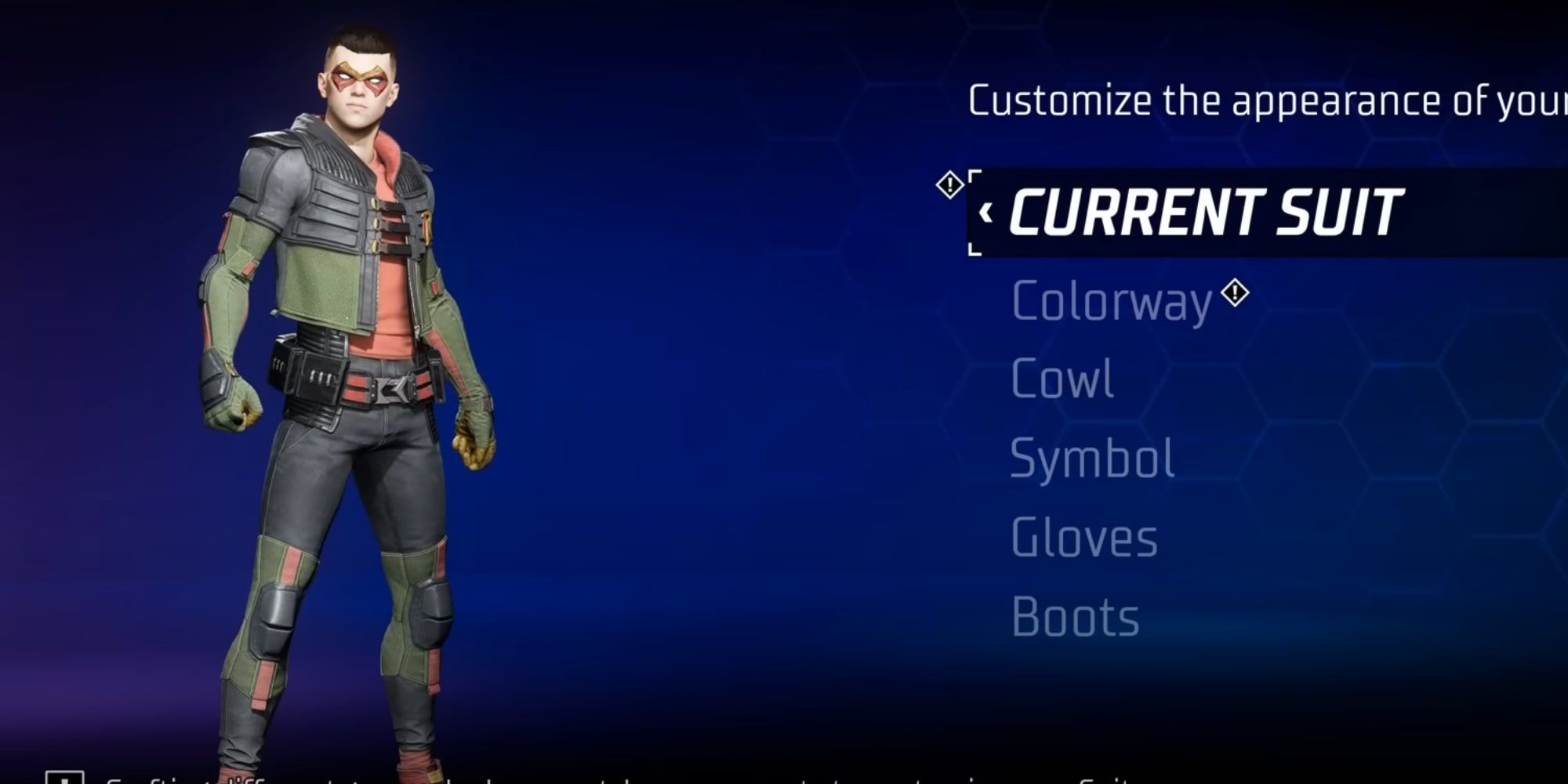 Gotham Knights: Robin Default Costume with blue background and info text