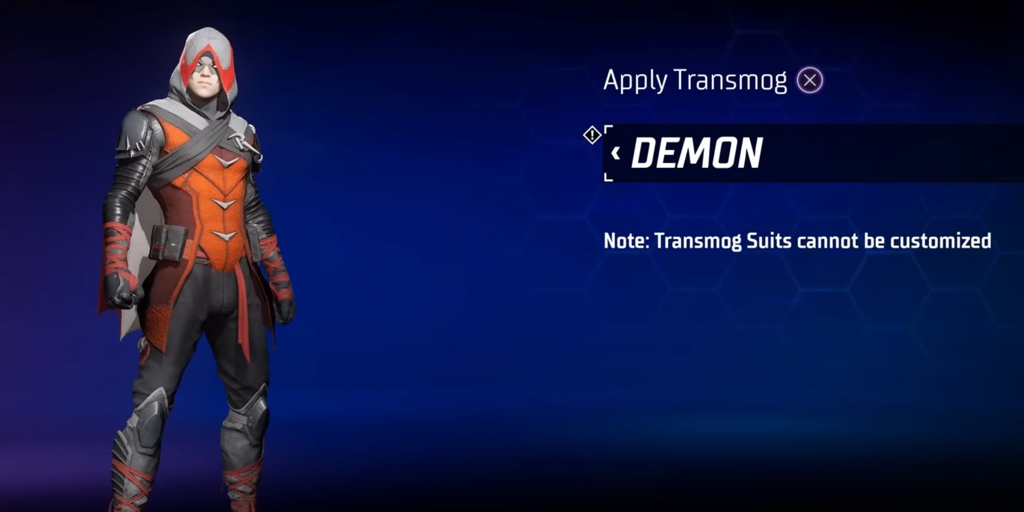 Gotham Knights: Robin Demon Costume with blue background and info text