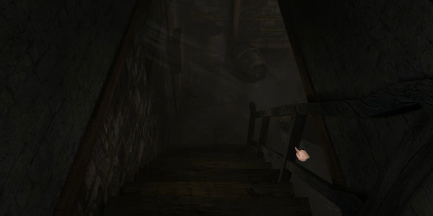 Entering the creepy basement in Scratches.