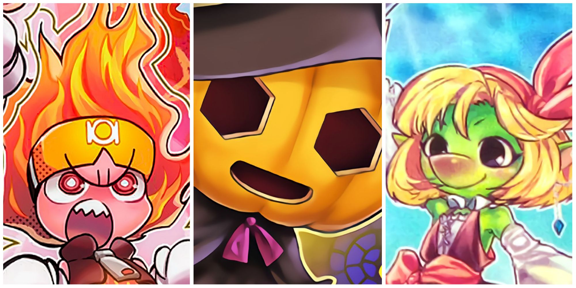 Split image screenshots of Prank Kids Lampsies, Hallo Hallo and Goldenhair, the Newest Plunder Patroll.