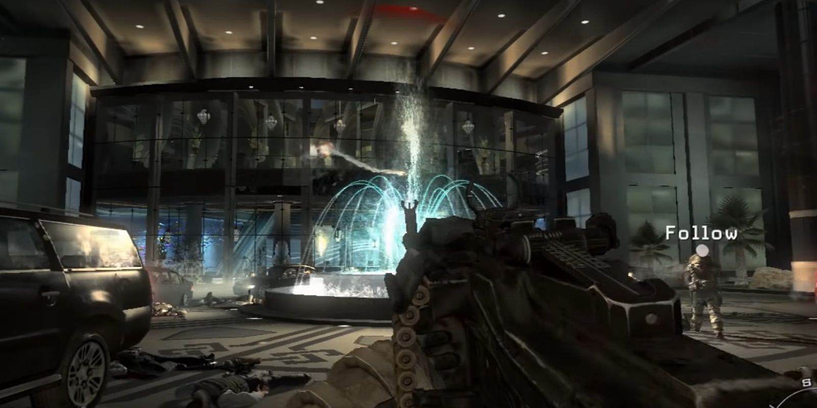 Fighting up to the Hotel Oasis from Dust to Dust in Call of Duty: Modern Warfare 3.