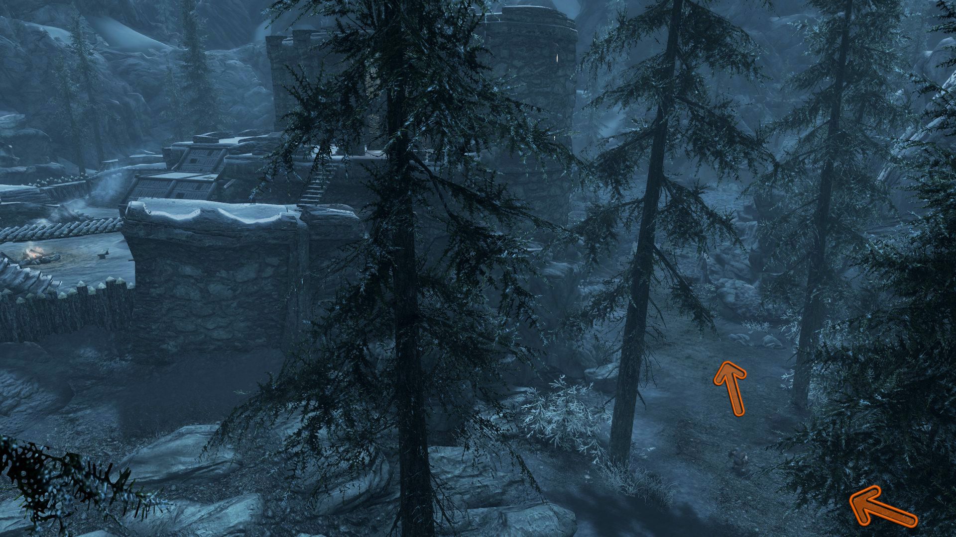 An annotated image showing how to sneak into a fortress