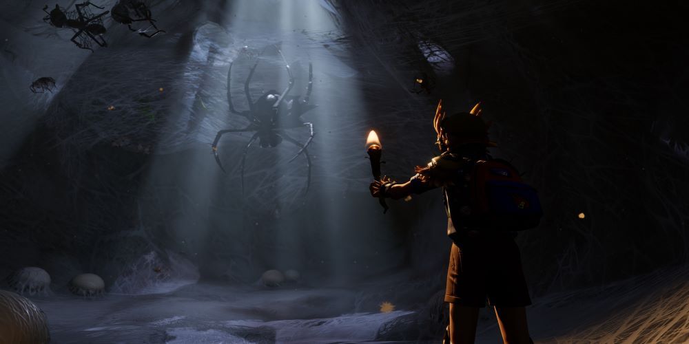 Grounded black widow cave
