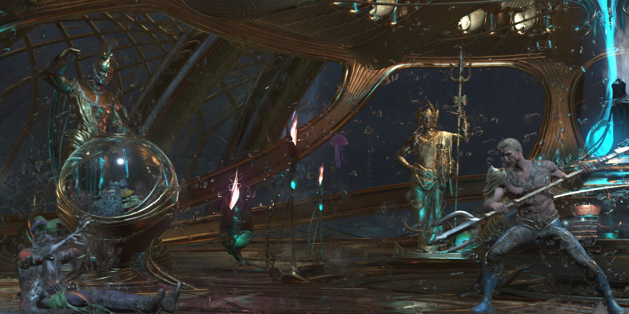 Injustice 2 Screenshot Of Atlantis Joker Vs Aquaman Screen Covered In Water