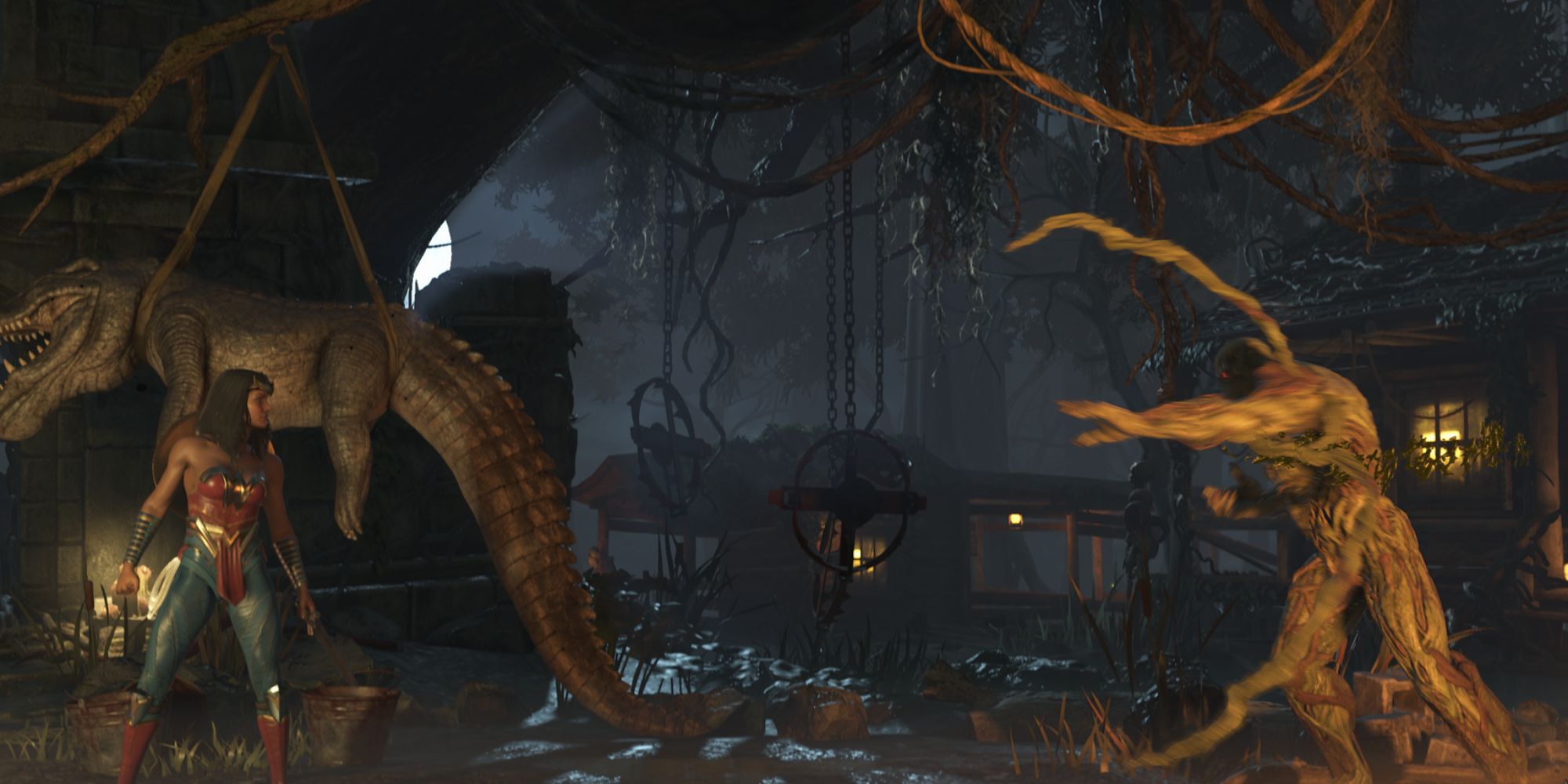 Injustice 2 Screenshot Of Slaughter Swamp Wonder Woman Vs The Swamp Thing