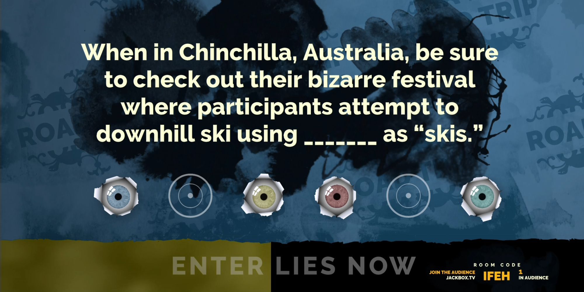Players entering lies for a question in Fibbage 2 in the Jackbox Party Pack 2
