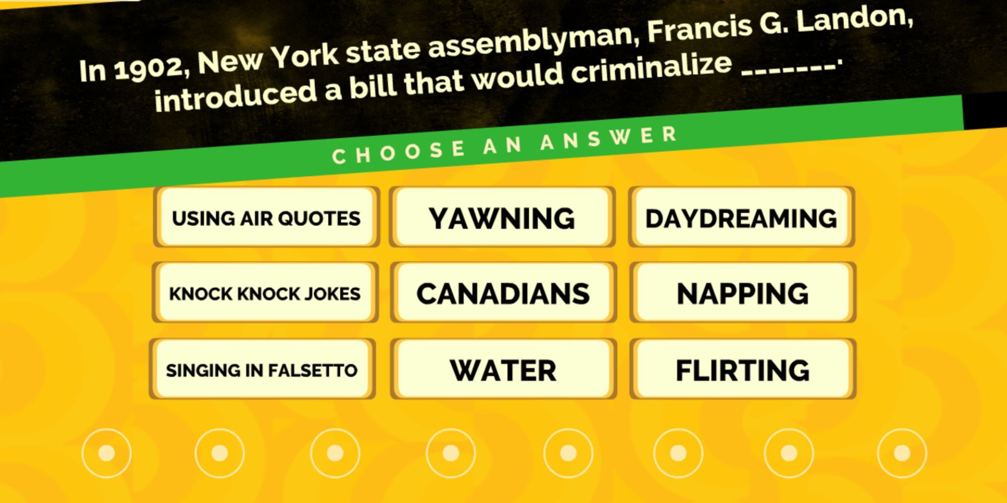 A selection of lies and one true answer in Fibbage 3 in Jackbox Party Pack 4