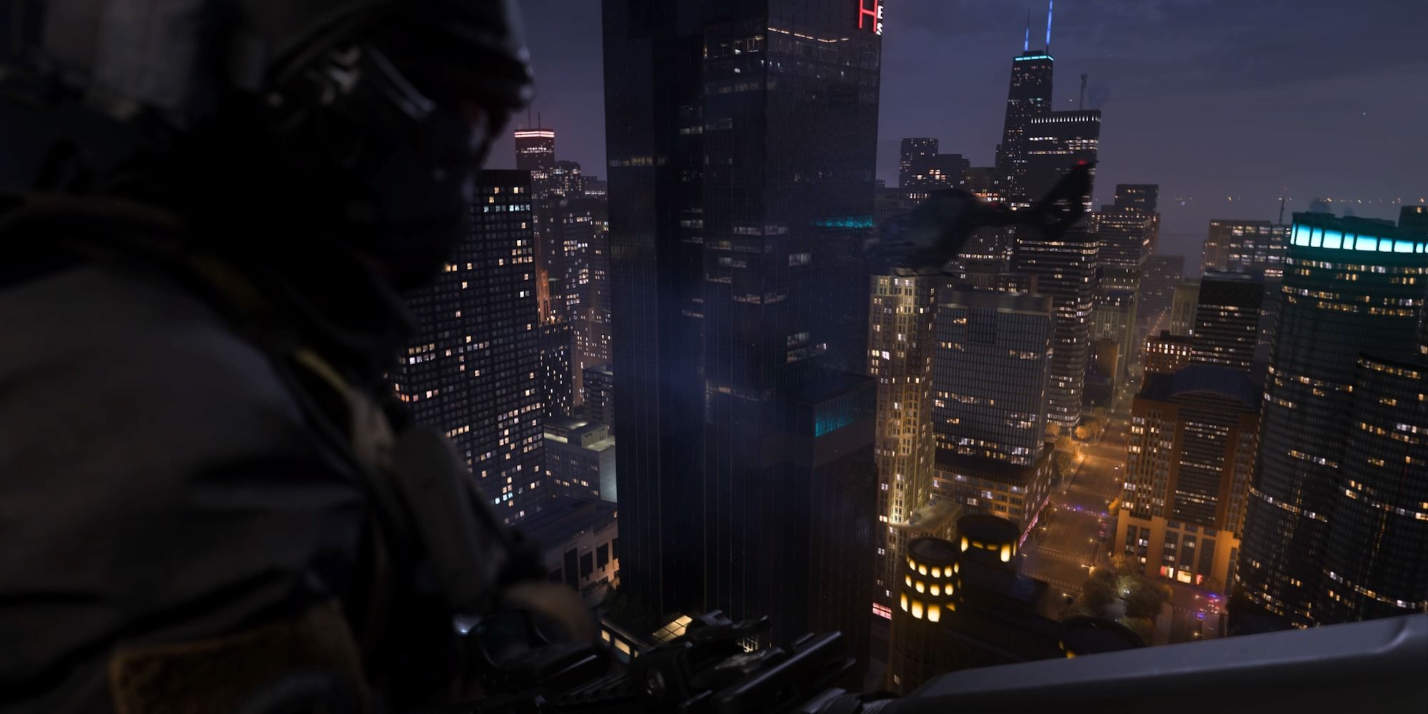 A helicopter view of chicago. 