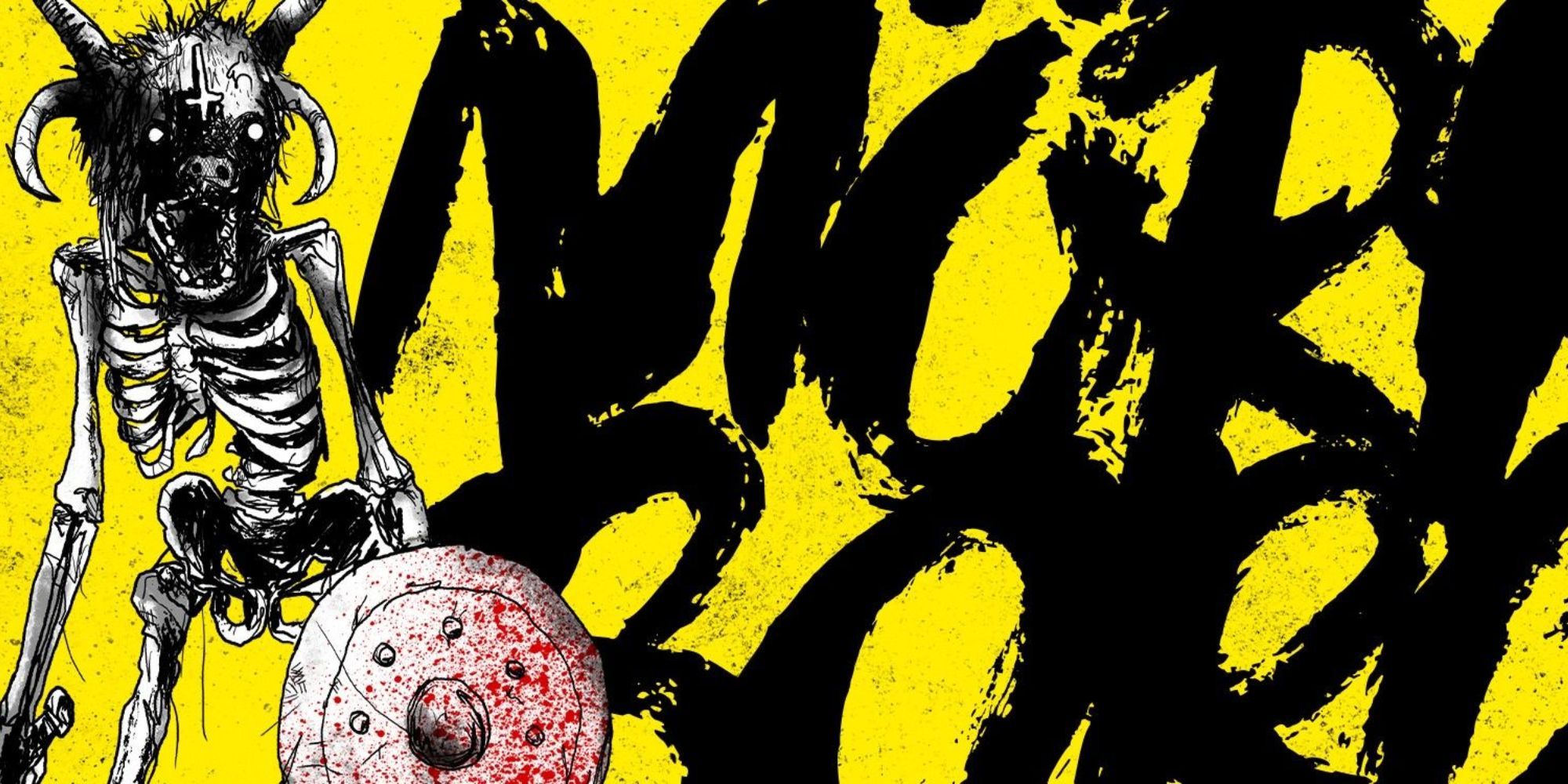 Morkborg Cover Art showing a skeletal creature with a shield against a yellow background and logo.