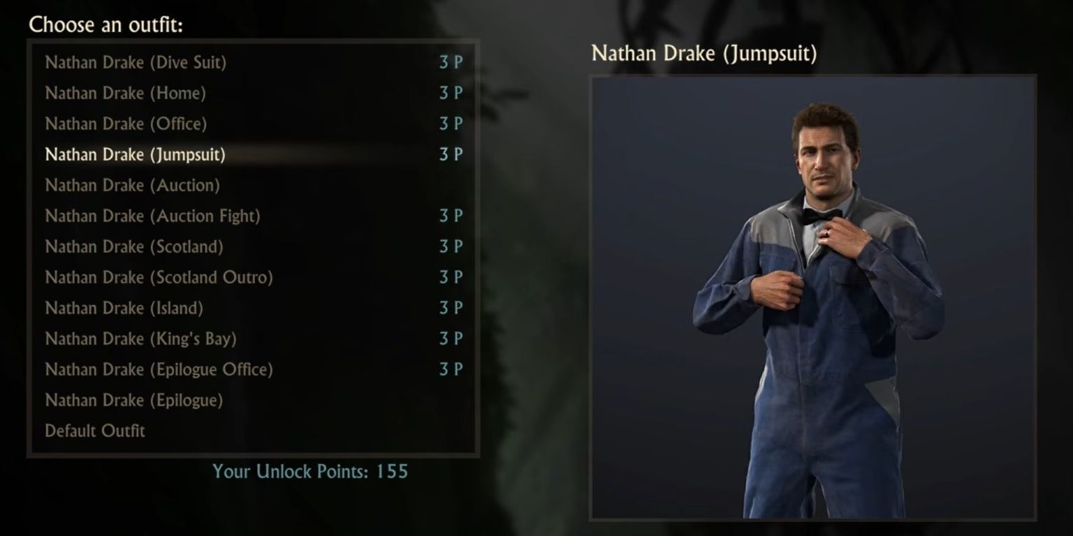 The Nathan Drake Jumpsuit skin on the Uncharted 4 A Thief's End Outfit Selection Menu
