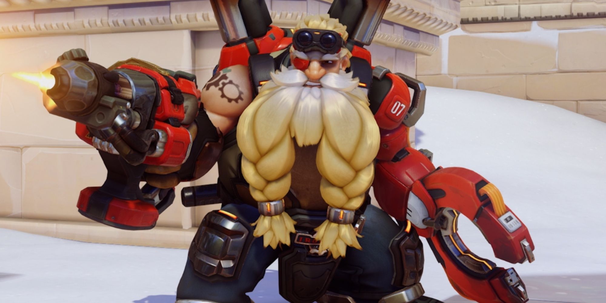 Torbjorn in Overwatch 2 posing with weapon