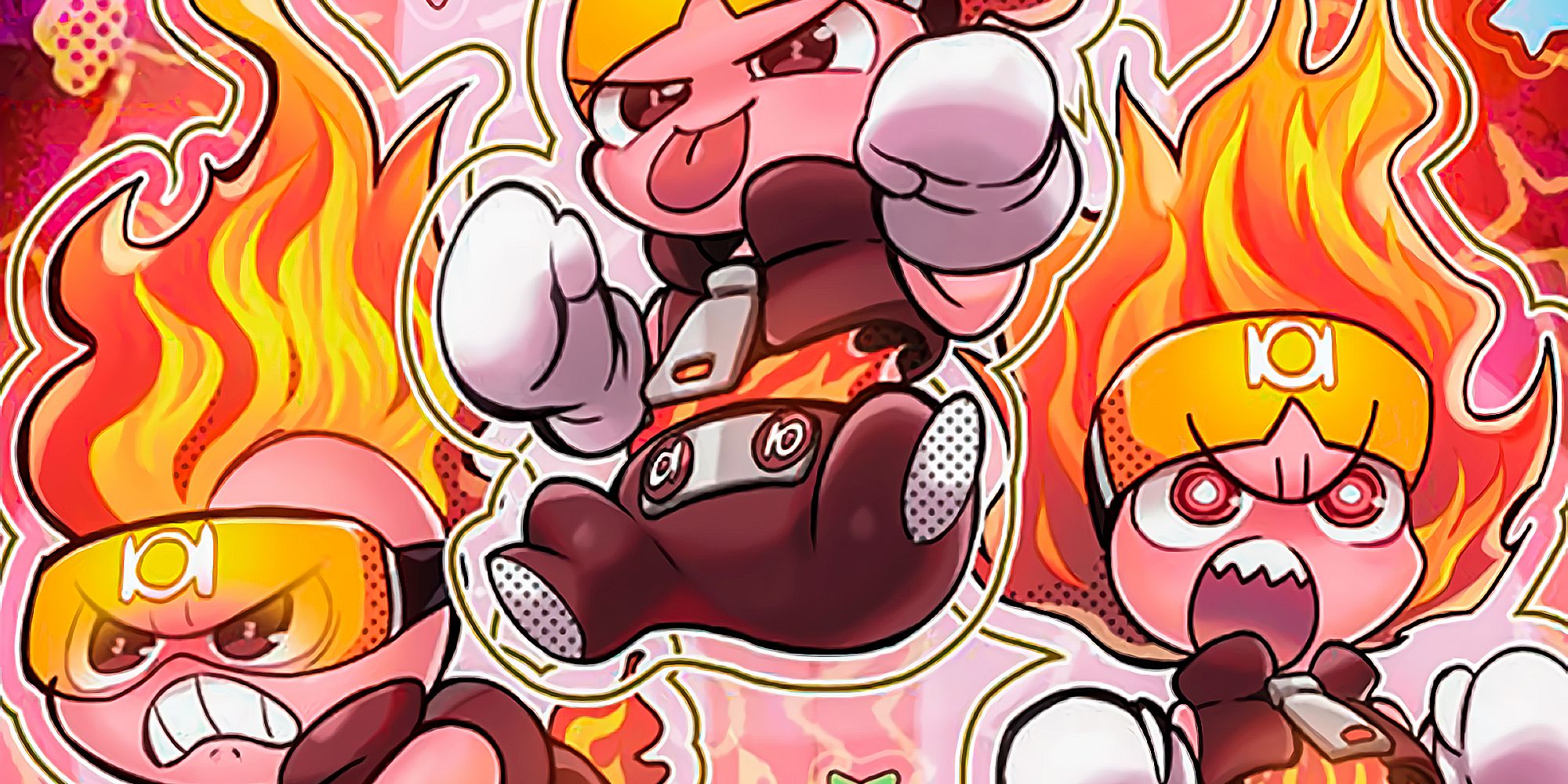 Prank Kids Lampsies, a trio of plucky fire-red and orange kids up to no good.