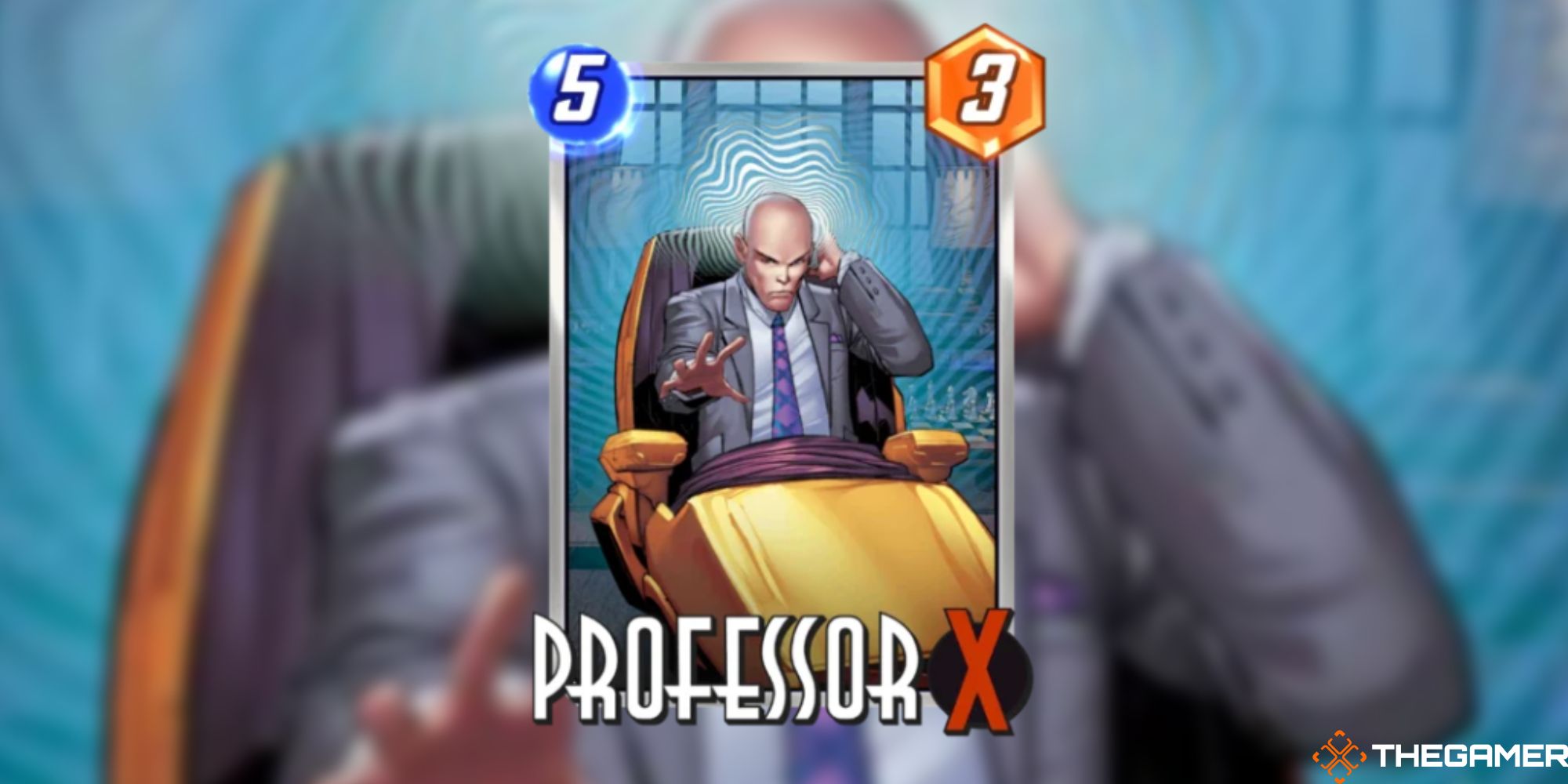 Marvel Snap - Professor X on a blurred background