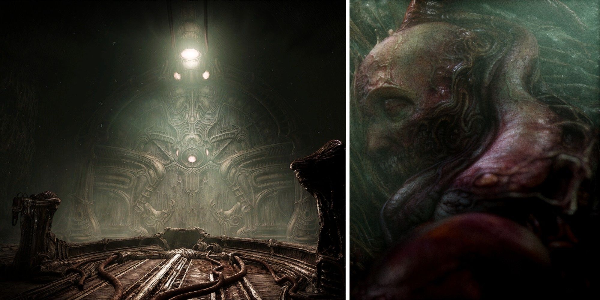 The creature awakens and one of the locked doors you encounter early on in Scorn