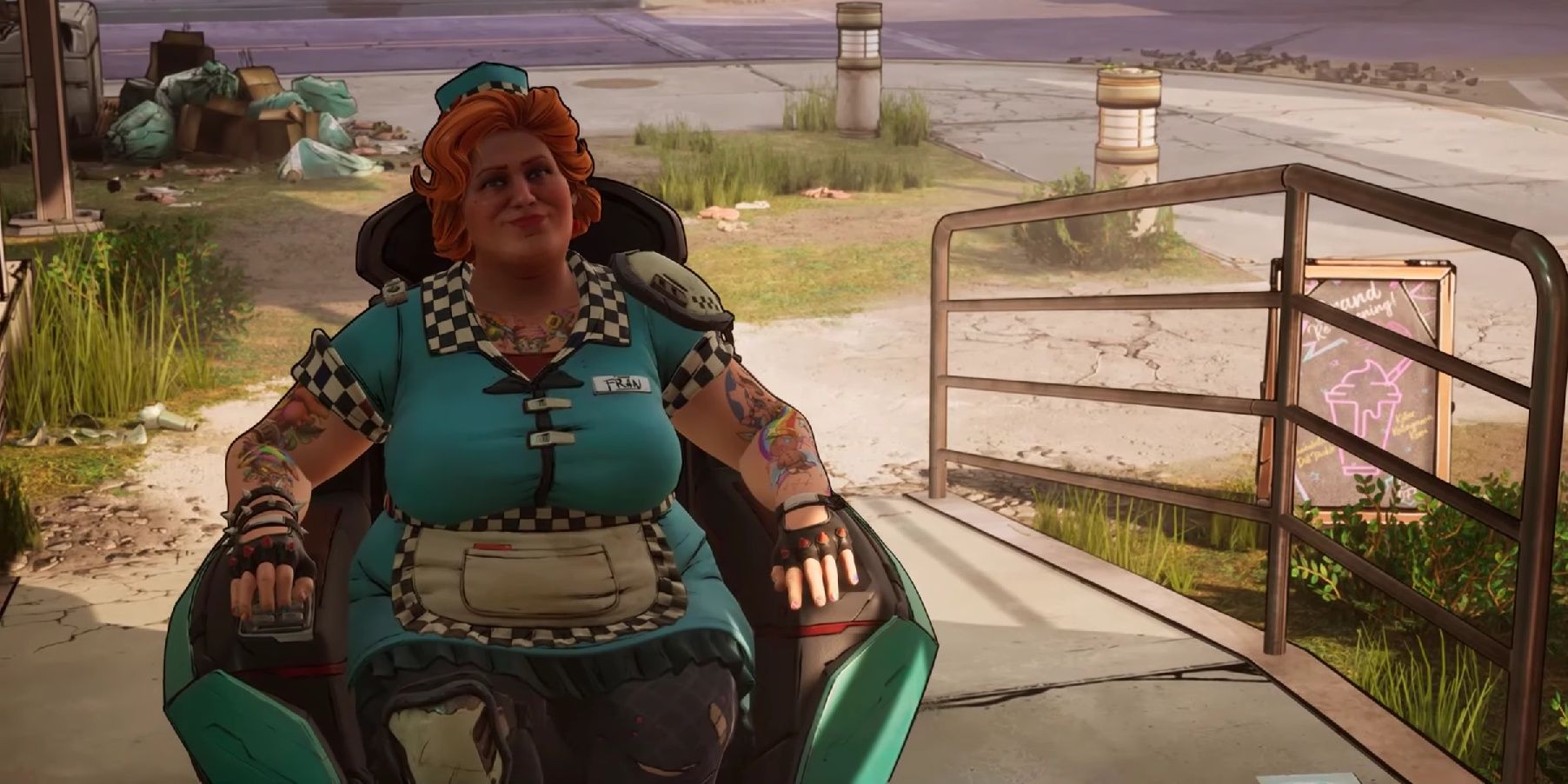 Screenshot of Fran entering her frozen yogurt business in New Tales from the Borderlands.